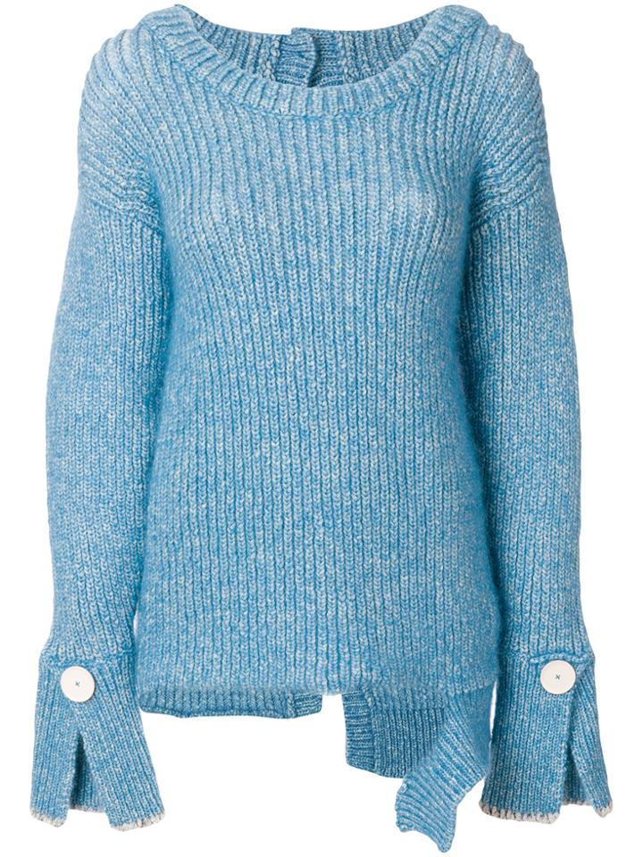 Aviù Button Cuff Jumper - Blue