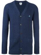 Vivienne Westwood Man V-neck Cardigan, Men's, Size: Medium, Blue, Linen/flax/polyamide/polyester/virgin Wool
