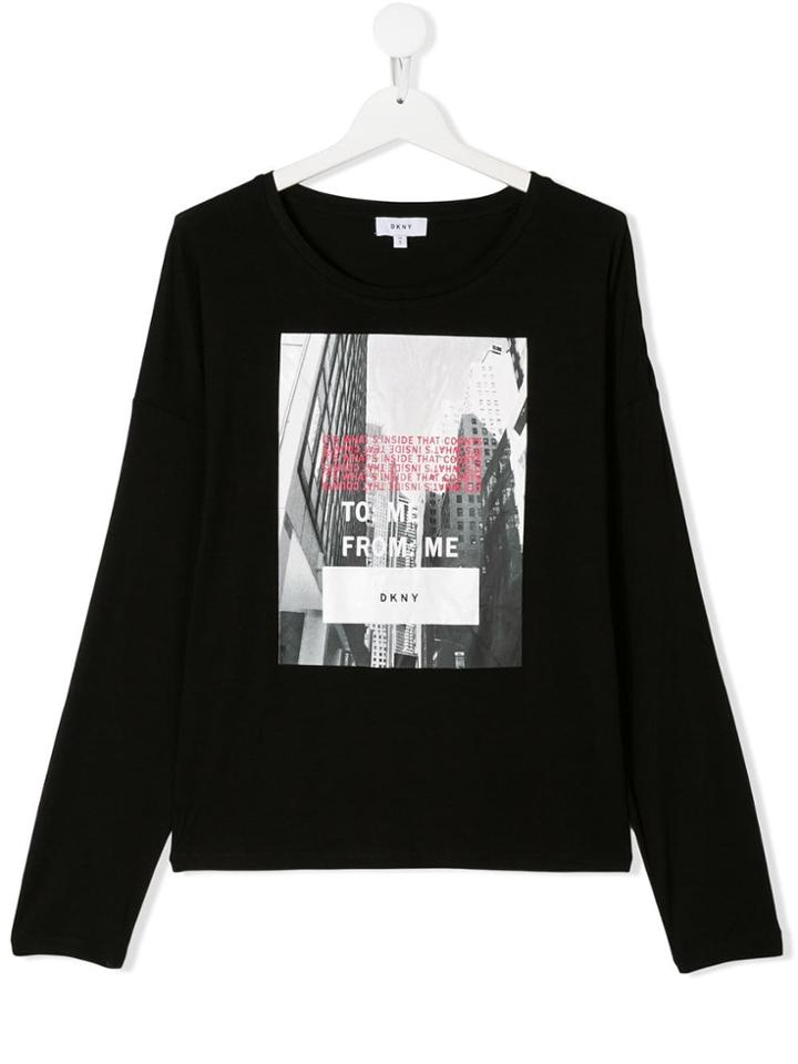 Dkny Kids Teen Photographic Print T-shirt - Black