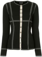 Fendi Pre-owned Striped Details Fitted Cardigan - Black