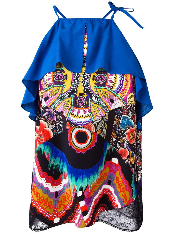 Roberto Cavalli - Abstract Print Ruffled Blouse - Women - Silk - 44, Silk