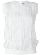 Ermanno Scervino Semi Sheer Striped Tank Top, Women's, Size: 42, White, Silk/polyester