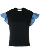 Msgm Ruffle Sleeved T-shirt - Black