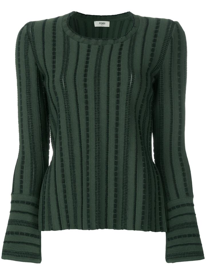 Fendi Slit Striped Jumper - Green