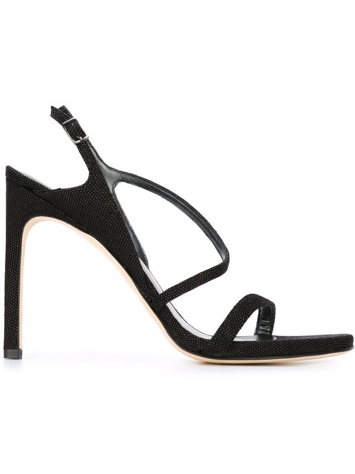 Stuart Weitzman Strappy Stiletto Sandals, Women's, Size: 38.5, Black, Leather
