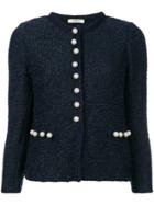 Charlott Pearl Buttons Tweed Jacket - Blue