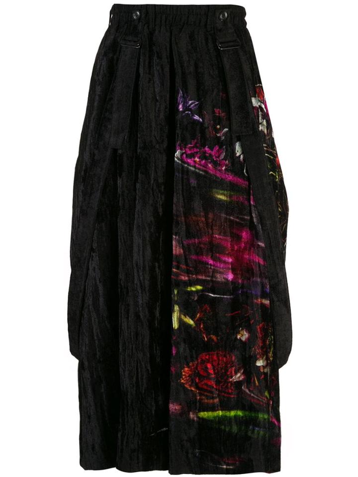 Yohji Yamamoto Floral Print Trousers - Black