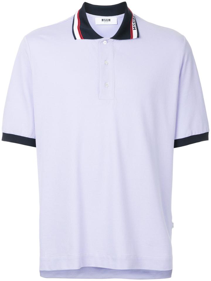 Msgm Short Sleeve Polo Shirt - Pink & Purple