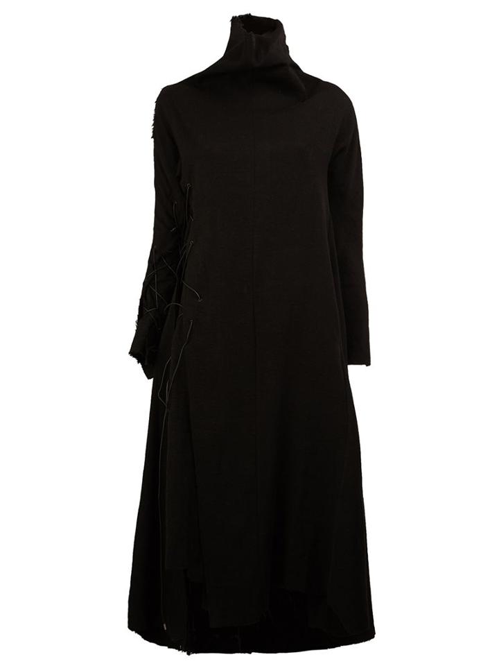 Aganovich Lace-up Sleeve Dress, Women's, Size: 36, Black, Polyamide/cashmere/wool