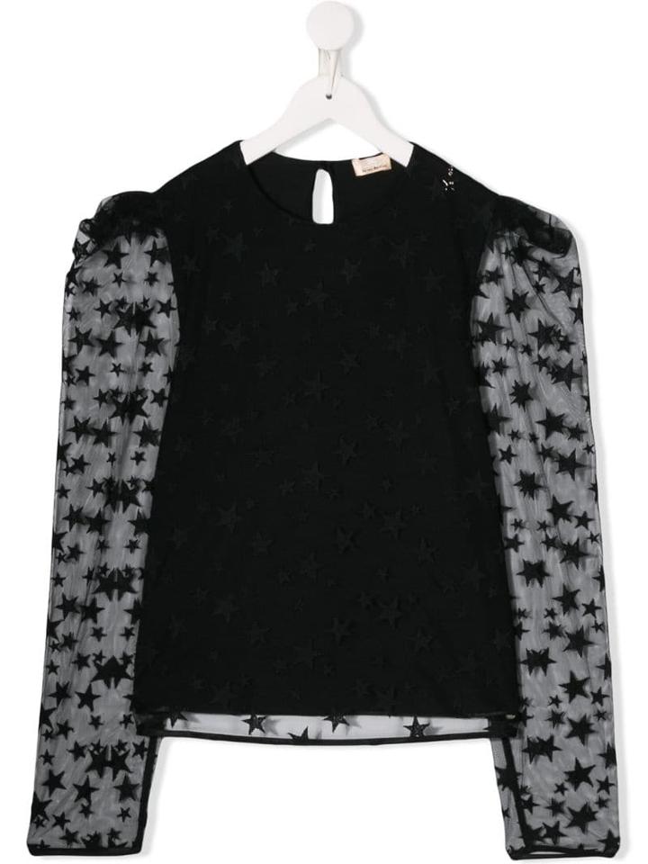 Elisabetta Franchi La Mia Bambina Teen Star Print Blouse - Black