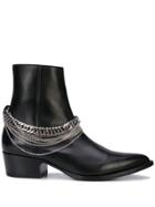 Amiri Chain Leather Western Boot - Black