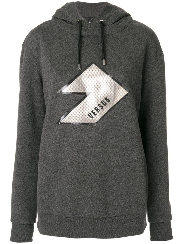Versus Logo Patch Hoodie - Grey