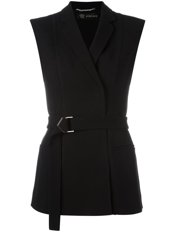 Versace Cross Button Waistcoat, Women's, Size: 40, Black, Viscose/acetate/silk