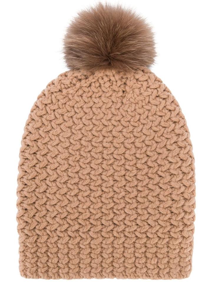 Danielapi Cashmere Pompom Beanie - Neutrals
