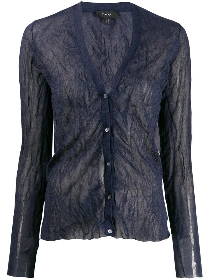 Theory Crinkle Effect Cardigan - Blue