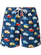 Mc2 Saint Barth - Cars Print Swim Shorts - Men - Polyester/polyamide/spandex/elastane - S, Blue, Polyester/polyamide/spandex/elastane