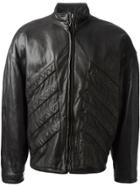 Versace Vintage Ribbed Panel Leather Jacket - Black