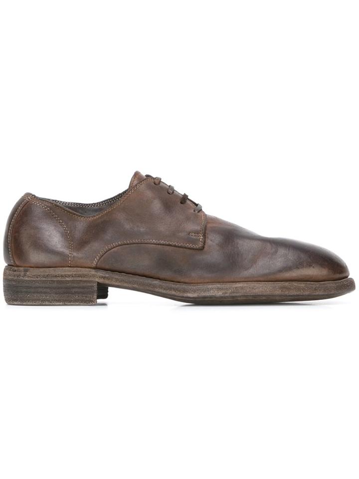Guidi Distressed Derby Shoes - Brown