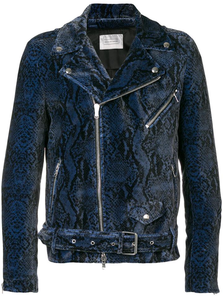 Route Des Garden Snake-print Biker Jacket - Blue