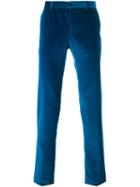 Etro Velvet Tailored Trousers, Men's, Size: 46, Blue, Cotton/viscose/spandex/elastane