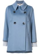Dorothee Schumacher 'smooth Volume' Coat, Women's, Size: 3, Blue, Polyester/spandex/elastane/acetate/virgin Wool