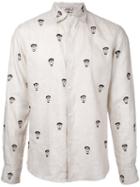 Jupe By Jackie Face Prints Shirt, Men's, Size: Xs, White, Linen/flax