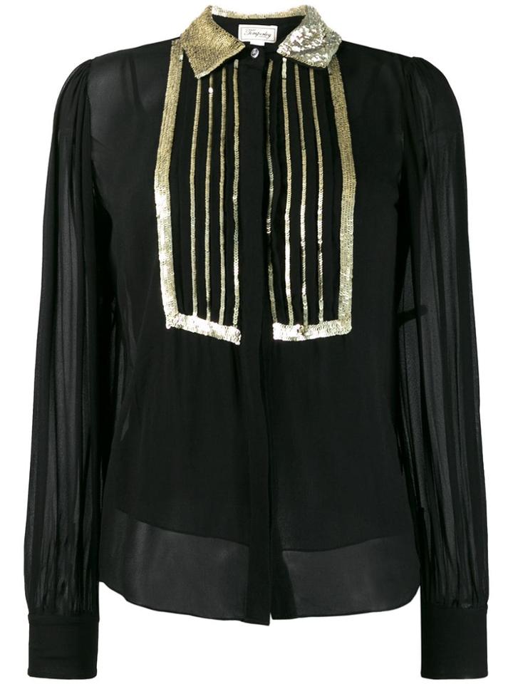 Temperley London Sequin Embroidered Blouse - Black