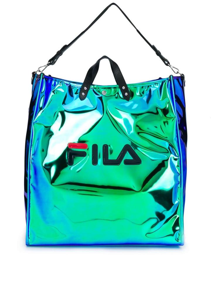 Fila Oversized Logo Print Tote - Blue