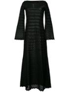 Alaïa Zig-zag Pattern Long Dress, Women's, Size: 38, Black, Cotton/polyamide/polyester