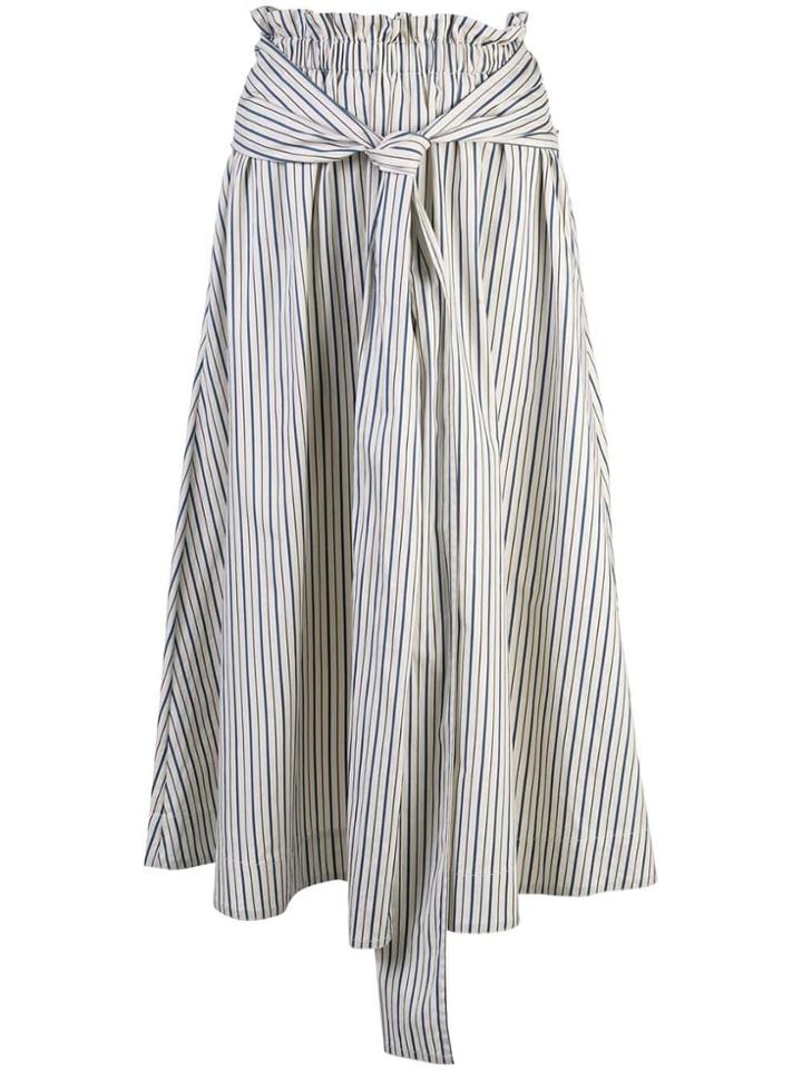 Rosetta Getty Striped Flared Midi Skirt - White