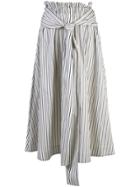 Rosetta Getty Striped Flared Midi Skirt - White