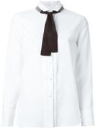 Brunello Cucinelli Beaded Lace Up Neck Shirt, Women's, Size: Xl, White, Cotton