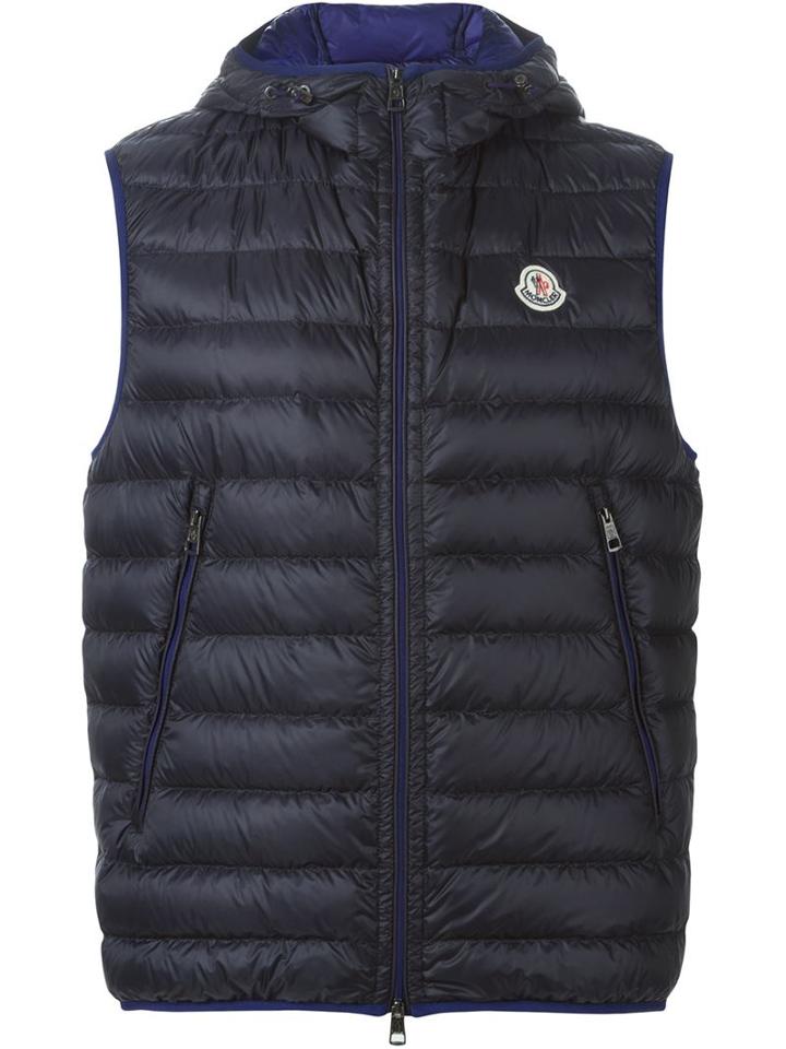 Moncler Hooded Padded Gilet, Men's, Size: Medium, Blue, Polyamide/feather Down