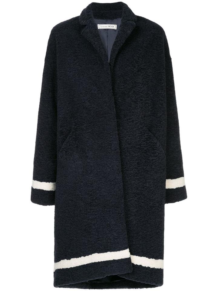 Tu Es Mon Trésor Contrast Fitted Coat - Blue