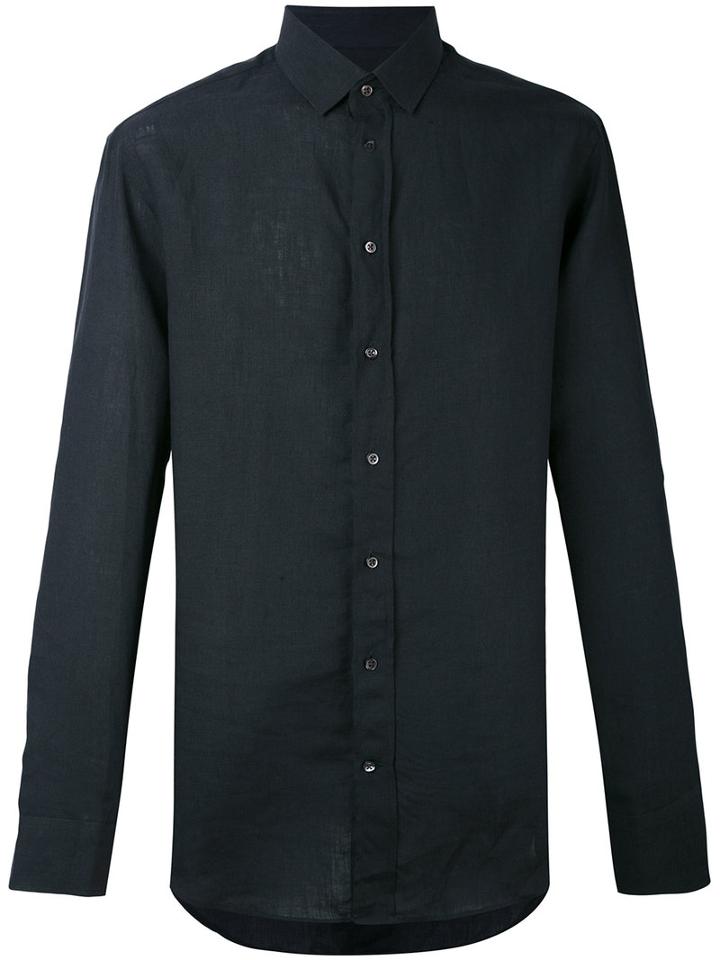 Armani Collezioni - Casual Linen Shirt - Men - Linen/flax - 43, Black, Linen/flax