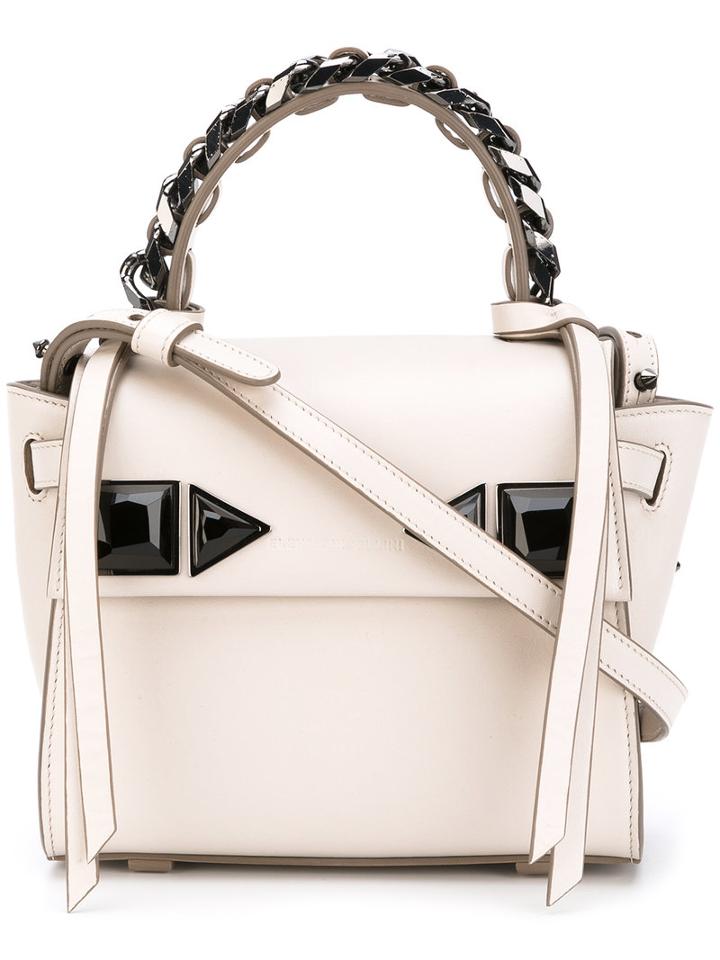 Elena Ghisellini - Crystal 'angel' Tote - Women - Leather/swarovski Crystal/metal (other) - One Size, Grey, Leather/swarovski Crystal/metal (other)