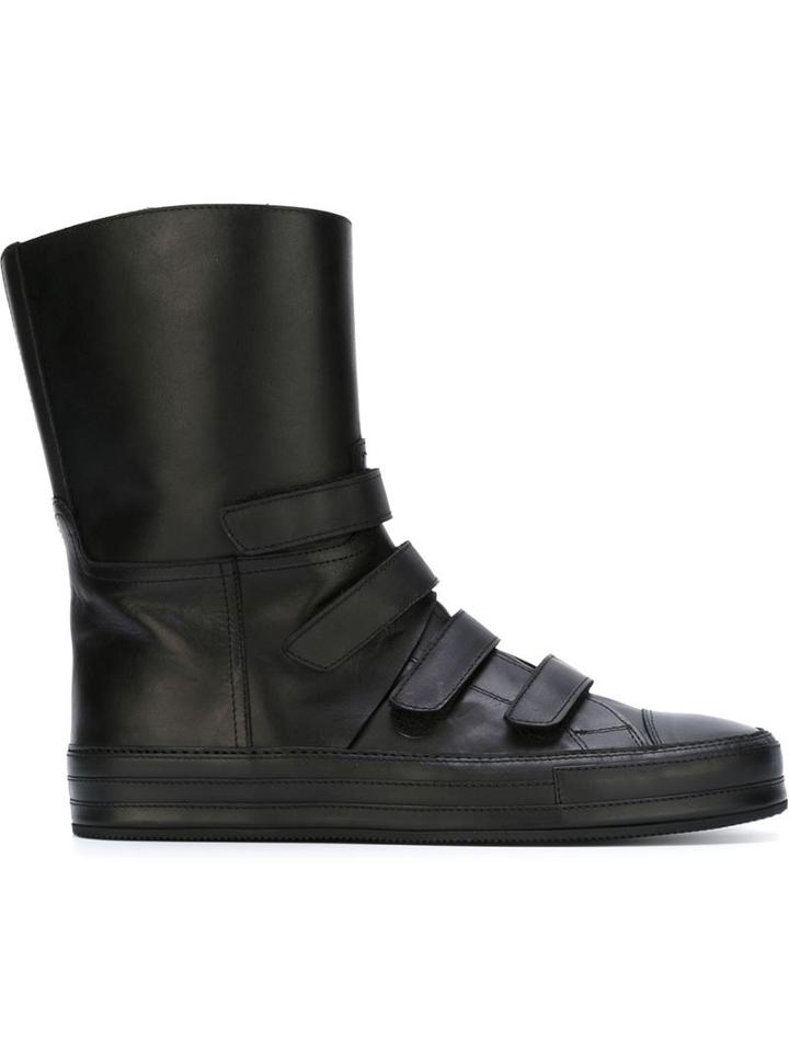 Ann Demeulemeester Velcro Straps Hi-top Sneakers, Men's, Size: 39, Black, Leather/rubber
