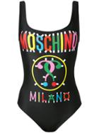 Moschino Milano Question Mark Swimsuit, Women's, Size: 42, Black, Polyester/spandex/elastane