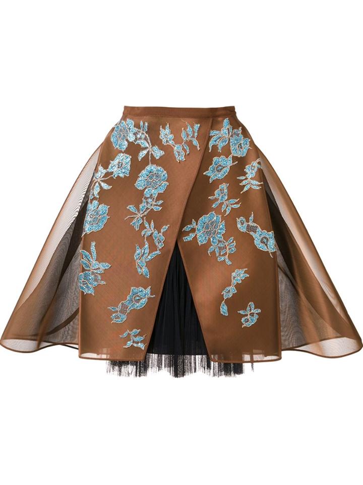 Delpozo Crinoline Lace Skirt - Brown