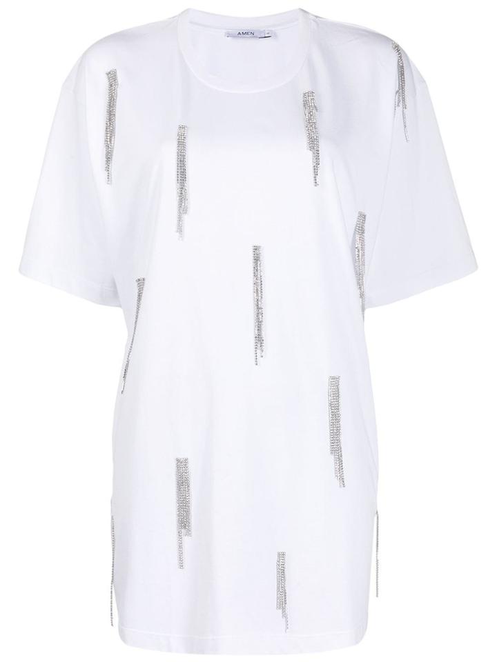 Amen Embellished Oversized T-shirt - White