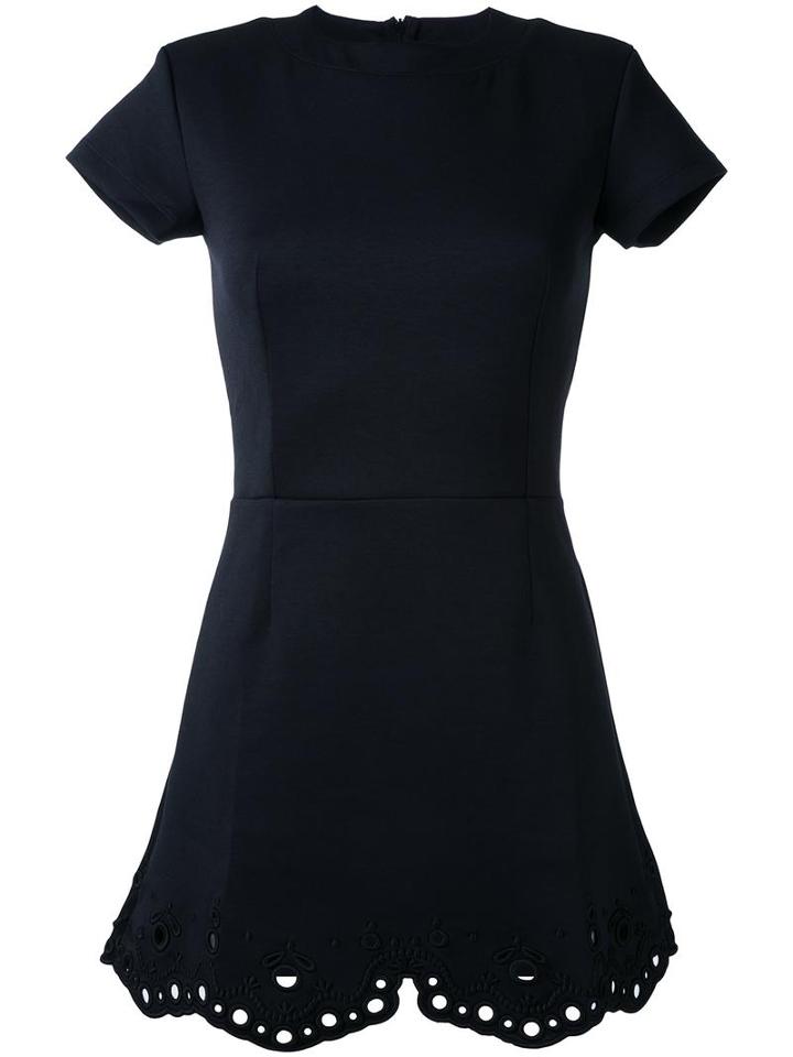 Carven Eyelet Hem Dress, Women's, Size: Large, Black, Polyester/spandex/elastane/rayon