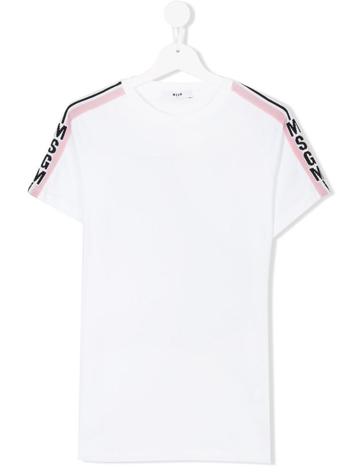 Msgm Kids Logo Sleeve T-shirt - White