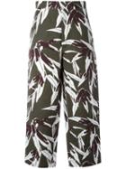Marni Cropped High-waist Trousers, Women's, Size: 42, Green, Cotton/linen/flax