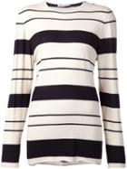 Denis Colomb Striped Boyfriend Sweater, Women's, Size: Small, White, Silk/cashmere
