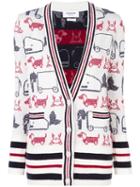 Thom Browne Animal Print Cardi-coat, Women's, Size: 42, White, Nylon/wool