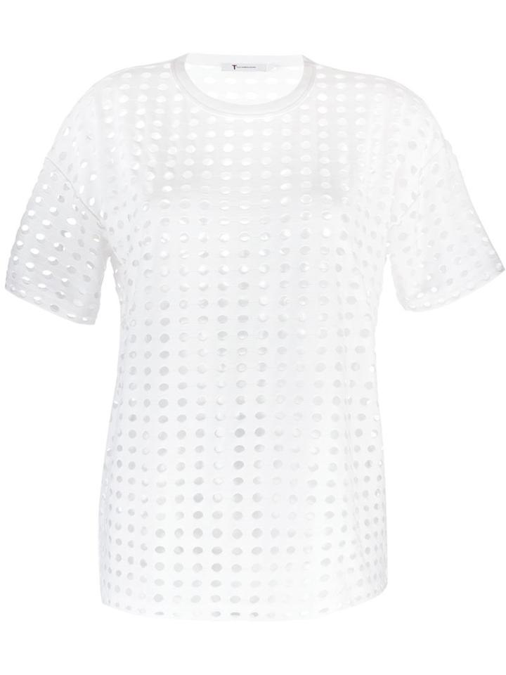T By Alexander Wang Perforated T-shirt, Women's, Size: Medium, White, Polyester/spandex/elastane/rayon