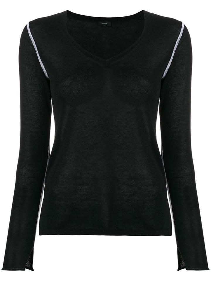 Joseph Knitted V-neck Jumper - Black