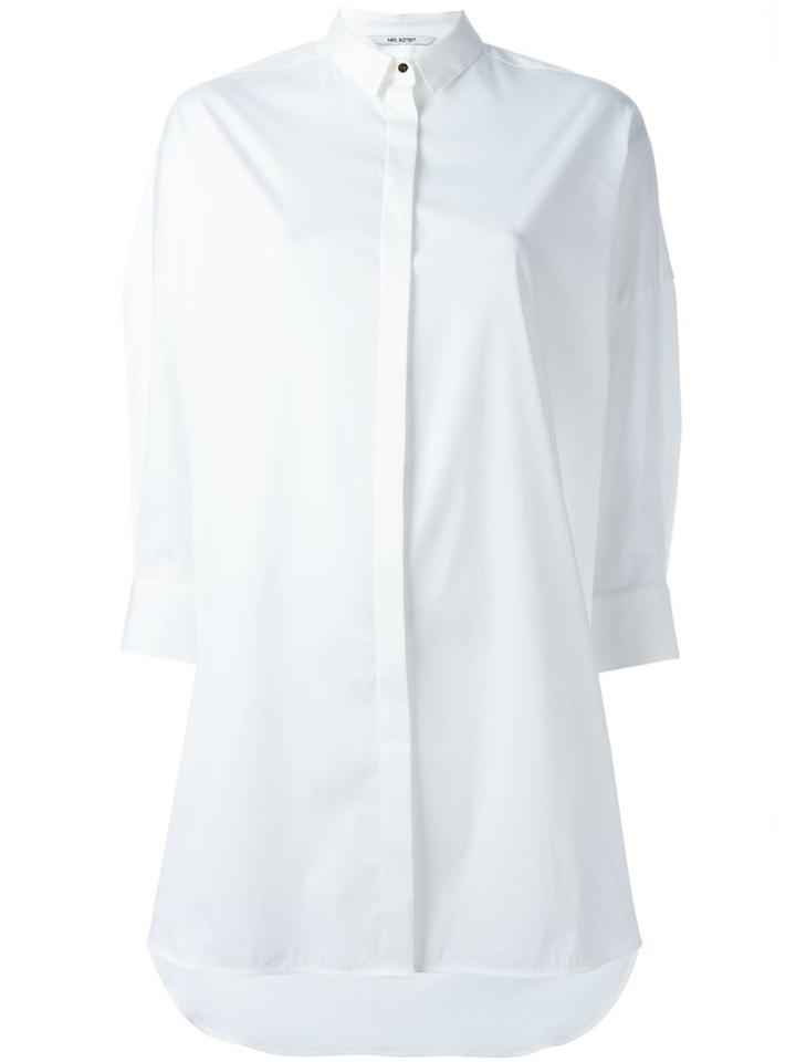Neil Barrett Stretch Three-quarters Sleeve Shirt, Women's, Size: Xs, White, Cotton/polyamide/spandex/elastane