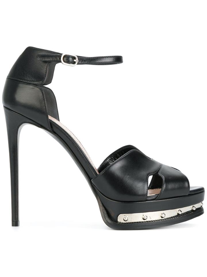 Alexander Mcqueen Metal Detail Platform Sandals - Black