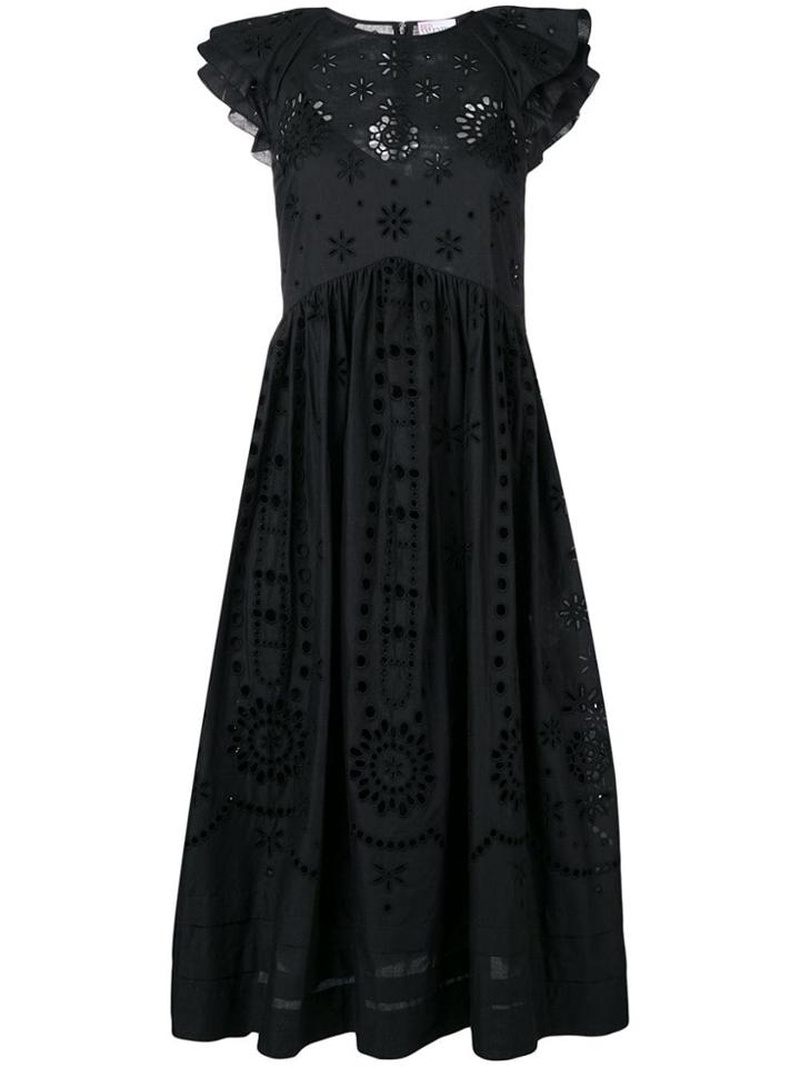 Red Valentino Sangalo Embroidered Midi Dress - Black